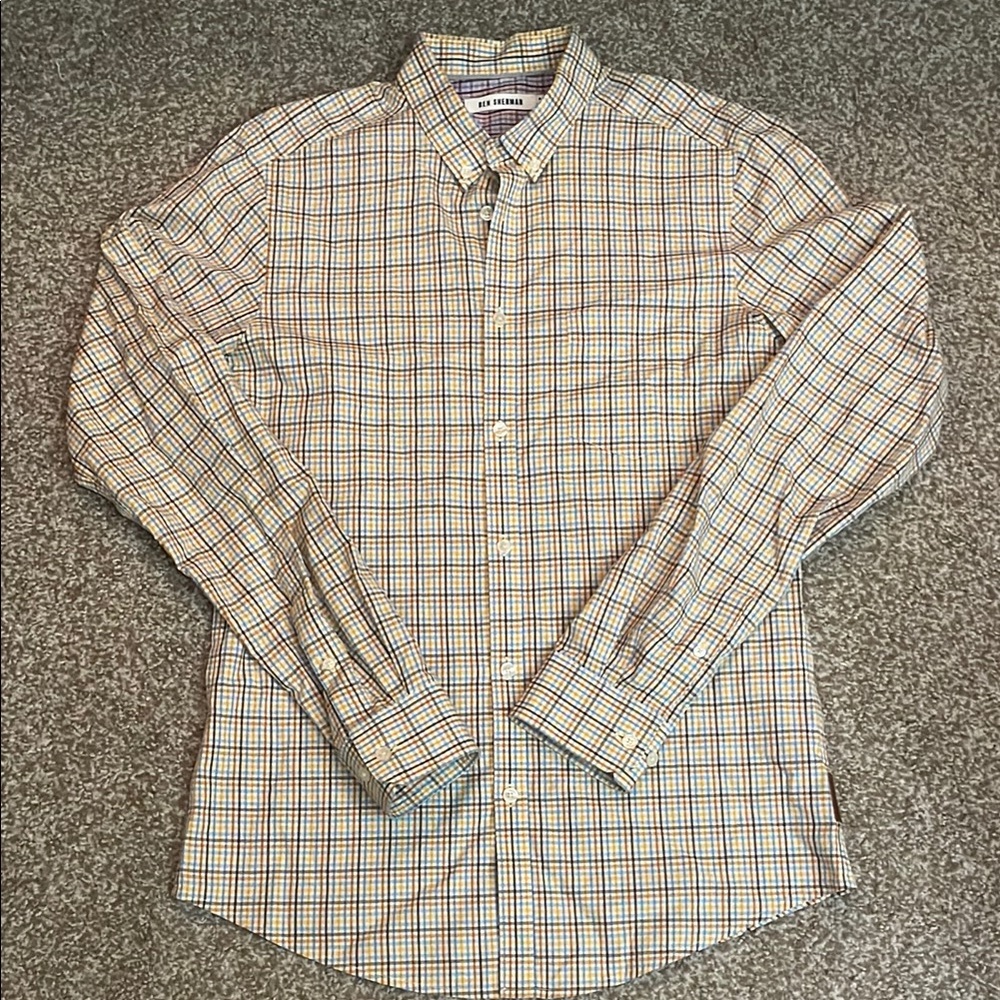 Ben Sherman Men’s SoHo Multicolored Gingham Long Sleeve Button Down Shirt